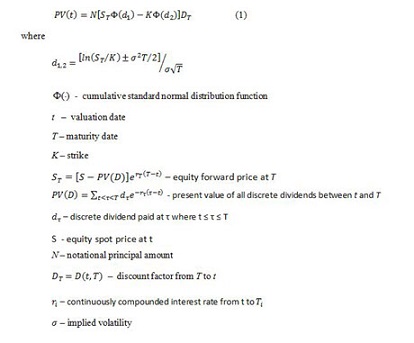 Equity call option valuation in FinPricing