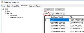 P&L  results in FinPricing