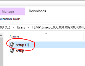 Locate setup file
