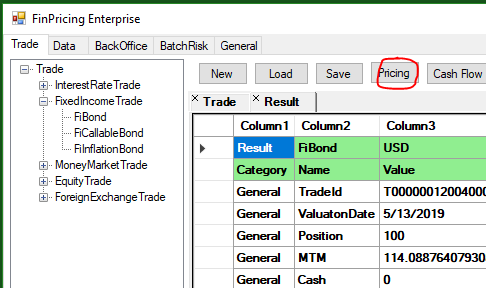 Pricing a trade in derivatives risk management software FinPricing